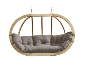 Amazonas Globo Royal Wooden Double Hanging Egg Chair Cushion Taupe
