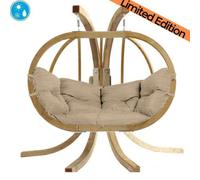 Amazonas Globo Royal Wooden Double Hanging Egg Chair Set Sahara