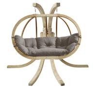 Amazonas Globo Royal Wooden Double Hanging Egg Chair Set Taupe