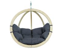 Globo Single Wooden Cushion Egg Hanging Chair - Anthracite amazonas Grey One Size