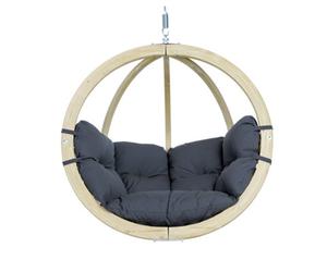 Amazonas Globo Wooden Hanging Egg Chair - Premium Garden Swing Seat (Anthracite)