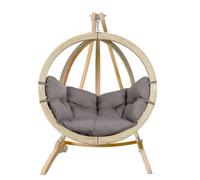 Amazonas Globo Single Hanging Egg Chair Set - Wooden Stand & Cushioned Chair in Grey amazonas Grey