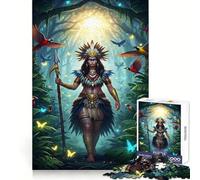 Amazonian Warrior in Jungle Jigsaw 1000 Pieces for Teenagers Mind Power Quiet Enjoyment Uniform Edges Holiday Treat (38x52cm)