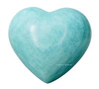 Amazonite Crystal Heart Palm Stone - Pocket Massage Worry Stone for Natural Body Chakra Balancing, Reiki Healing and Crystal Grid