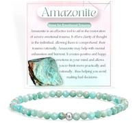 Amazonite - Restoration - Crystal Beaded Bracelets for Women, 925 Sterling Silver 4mm Bead Chakra Stretch Bracelets, Gemstone Natural Stone Ladies Jewellery Gifts