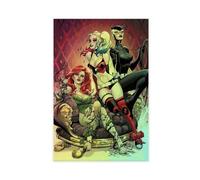 AmAzwi Harley Quinn Poison Ivy Catwoman Canvas Poster Wall Art Decor Print Picture Paintings for Living Room Bedroom Decoration Unframe: 16x24inch(40x60cm)