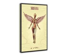 AmAzwi Nirvana In Utero Muziek Album Poster Canvas Poster Bedroom Decor Sports Landscape Office Room Decor Gift Frame: 16x24inch(40x60cm)