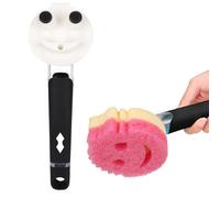 AMAZYC-US Smile Sponge Dish Wand Holder for Round Smiley Face Sponge Soap Dispensing Handle Upgraded Design, Black