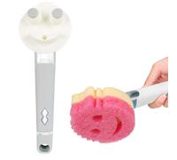 AMAZYC-US Smile Sponge Dish Wand Holder for Scrub Daddy, Soap Dispensing Handle, Scratch Free Kitchen Handle with Food Scraper