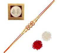 Amba Handicraft Rakhi for brother Bhaiya Bhabhi Gift Set of 1 Rakhi for family Raksha Bandhan Festival Rakhi for Bhaiya and Bhabhi, Indian designer latest Rakhi for bhai Thread bracelets, Large, Nylon