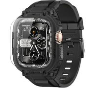 amBand Bands Case Screen Protector Compatible with Apple Watch Ultra 2/1 49mm, M1 Sport Series Rugged Cover Strap and 2 Pack Tempered Glass Film, Military Protective Bumper for iWatch 49 mm Men Black