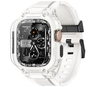 amBand Bands Case Screen Protector Compatible with Apple Watch Ultra 3/2/1 49mm, M1 Sport Series Rugged Cover Strap and 9H Tempered Glass Film, Protective Bumper for iWatch 49 mm Men White