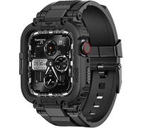 amBand Bands Compatible with Apple Watch 9/8/7 41mm, M1 Sport Series Rugged Case with TPU Strap Military Protective Tough Cover Bumper for iWatch 6/SE/5/4/3/2 40mm 38mm Men Black