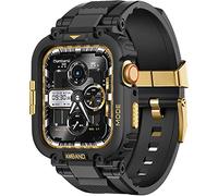 amBand Bands Compatible with Apple Watch 9/8/7 45mm, M1 Sport Series Rugged Case with Strap Protective Cover for iWatch 6/SE/5/4/3 44mm 42mm Black Gold