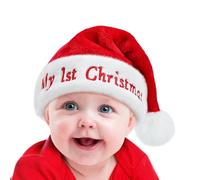 Ambandier Baby Santa Hat for Toddler, My First Baby Soft Plush Classic Xmas Chirtmas Hat, Thicken Comfortable Velvet Santa Claus for Christmas New Year Holiday Festive Theme Party