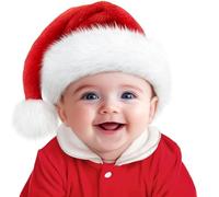 Ambandier Baby Santa Hat for Toddler, Unisex Baby Soft Plush Classic Fur Xmas Holiday Chirtmas Hat, Thicken Comfortable Velvet Santa Claus for Christmas New Year Festive Theme Party