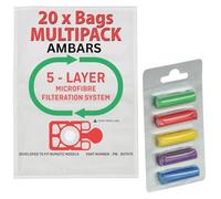 AMBARS 20 x HEPA Filter Henry Hoover Bags For Numatic Vacuum cleaner |Henry Hetty Microfibre Vacuum Bags + 5 FRESHENERS (PACK OF 20 BAGS)