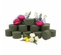 Ambassador 4X 3 Round Floral Foam Blocks Green Cylinder Wet Foam Discs 8Cm X 5Cm
