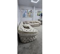 Ambassador Corner Sofa 270Cm X 270Cm Beige Plush Velvet