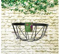 Ambassador Garden Wall Trough Planter 16 Inch Wrought Iron Wall Mounted Black Flower Basket, AFBWB16