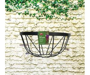 Ambassador Garden Wall Trough Planter 16 Inch Wrought Iron Wall Mounted Black Flower Basket, AFBWB16