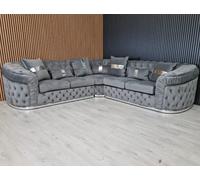 Ambassador Grey Velvet And Chrome Accents