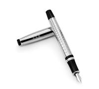 Ambassador Ultra Flex Nib Fountain Pen - Sturdy Refillable Fountain Pen - Fancy Writing Pens w/Bottle Filling Converter & 2 Long Cartridges - Luxury Calligraphy Pens for Writing - Chiseled Chrome