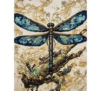 AMBATTERY 11CT Printed Cross Stitch Kit, Animal Dragonfly Pattern Stamped Cross Stitch Kits for Home Wall Decor 40x50cm