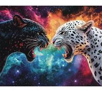 AMBATTERY Animal Latch Hook Kits for Adultsstarry Sky and Leopard Latch Hook Rug Kit Large Pre-Printed Pattern Canvas Rugs Embroidery Crafts for Adults Handicrafts DIY Carpet 33x45in