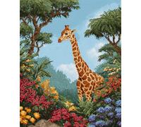 AMBATTERY Animal Latch Hook Kitsgiraffes and Scenery Latch Hook Kits for Adults Rug Embroidery Kit，DIY Needlework Sofa Cushion Carpet Making Set 35x46in