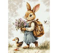 AMBATTERY Animal Rug Making Kit For Adults Cartoon Rabbit Latch Hook Rug For Yourself Knotting Set Adults With Hooks Diy Carpet Make Yourself At Home Office Front Door 23x35in