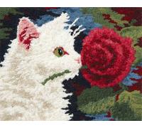 AMBATTERY Carpet Latch Hook Kit Cat and Red Rose 85x115cm