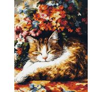 AMBATTERY Carpet Latch Hook Kit Cats and Flowers 60x90cm