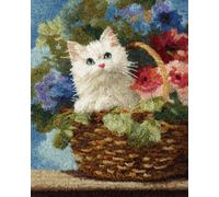 AMBATTERY Carpet Latch Hook Kit Cats and Flowers 85x115cm