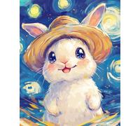 AMBATTERY Carpet Latch Hook Kit Rabbit and the Starry Sky 60x40cm