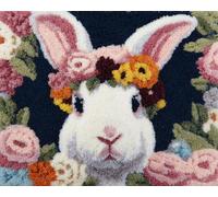 AMBATTERY Carpet Latch Hook Kit Rabbit with Flowers on its Head 85x115cm