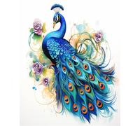 AMBATTERY Craft Kits For Adults Colorful Peacock Diy Embroidery Cushion Rug，Latch Hook Kits Crochet Rug Set With Pre-Print For Beginners And Adults 21x29in