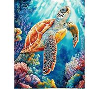 AMBATTERY Craft Kits For Adults Colorful Turtle Animal Rug Making Kit For Adults Large Cushion Latch Mat Yourself Knotting Beginners,Diy Latch Hook Kits Tapestry 23x35in