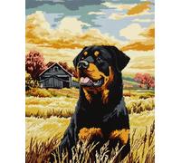 AMBATTERY Craft Kits For Adults Rottweiler Animal Diy Latch Hook Rug Kit For Adults Bedroom Rectangular Mat,Living Cushion Embroidery Craft Set 23x35in