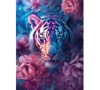 AMBATTERY Craft Kits For Adults Tiger Animal Rug Making Kit For Adults Large Cushion Latch Mat For Yourself Knotting Rug, Beginners, Latch Hook Kits Rug 31x63in