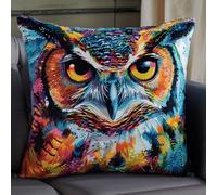 AMBATTERY Cross Stitch Cushion Cover, Animal Owl Needlework Pillow Kits 45X45cm pre Printed Handmade Cushion Cover Kits Decoration Embroidery Pillow Case