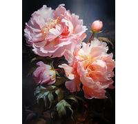 AMBATTERY Cross Stitch Kits for Adults Beginners, Beautiful Peony Flowers,J,30 * 40cm Embroidery Kit Pre-Printed Stamped Cross Stitch Kit 11CT Needlework Kit DIY Handmade Home Wall Décor