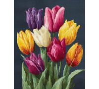 AMBATTERY Cross Stitch Kits for Adults Beginners, Tulip Flowers Embroidery Kit Pre-Printed Stamped Cross Stitch Kit 11CT Needlework Kit DIY Handmade Home Wall Décor