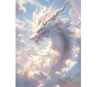AMBATTERY Cross Stitch Kits for Adults, Mythical Dragon,J,50 * 70cm Stamped Cross Stitch Kits with Needles Scissor Threaders, 11CT Printed Cross Stitch Kit for Home Wall Decor