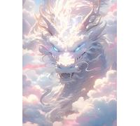 AMBATTERY Cross Stitch Kits, Mythical Dragon,M,50 * 70cm 11CT Printed Cross Stitch Kits,Stamped Embroidery Kits for Adults Wall Art Home Decoration