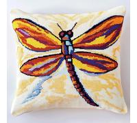 AMBATTERY Cross Stitch Pillow Kit, Animal Dragonfly Needlepoint Craft Set Cushion Kit pre Printed Handmade Cushion Cover Kits,Embroidery Pillow Case 45X45cm