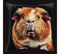 AMBATTERY Cross Stitch Pillow Kit, Animal Guinea Pig Needlepoint Craft Set Cushion Kit pre Printed Handmade Cushion Cover Kits,Embroidery Pillow Case 45X45cm
