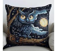 AMBATTERY Cross Stitch Pillow Kit, Animal Owl Needlepoint Craft Set Cushion Kit pre Printed Handmade Cushion Cover Kits,Embroidery Pillow Case 45X45cm