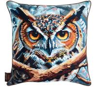 AMBATTERY Cross Stitch Pillow Kit, Animal Owl Needlepoint Craft Set Cushion Kit pre Printed Handmade Cushion Cover Kits,Embroidery Pillow Case 45X45cm