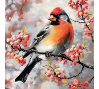 AMBATTERY Cross Stitch Pillow Kit, Birds on The Branches Needlework Pillow Kits 45X45cm Needlepoint Stitched Cushion Kit pre Printed Handmade Cushion Cover